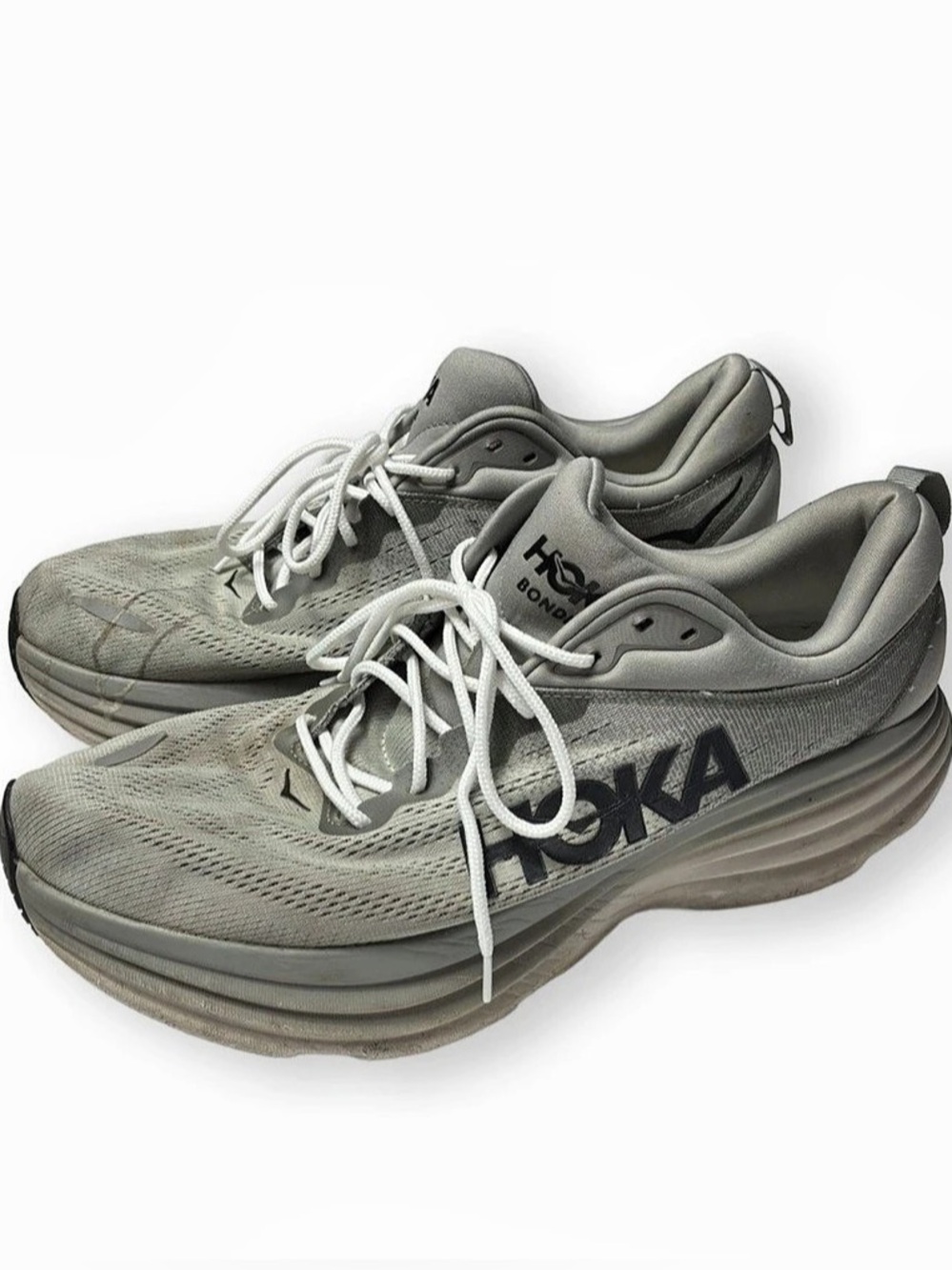 HOKA Bondi 8 Athletic Shoes Gray US 14